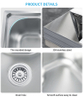 One Piece Pressed 304 Stainless Steel Water Sink