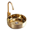 Above Counter Round Luxury Golden Artistic Bathroom Basin Wash Sink