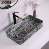 Hot Sale Rectangular Marbling Surface Ceramic Elegant Art Sink Bathroom Wash Sink Basin