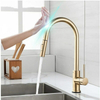 JDOOR Manufacturer 304 Stainless Steel Smart Gold Tap Pull Out Touch Sensor Kitchen Faucet