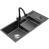 Stepped Large Single Chute with Waste Bin Workstation Sink