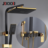 High Pressure Bathroom Exposed Shower Set with Gold Showerheads