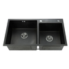 Fashion Topmount 304 Stainless Steel Handmade Black Double Bowl Kitchen Sink