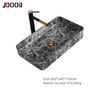 Hot Sale Rectangular Marbling Surface Ceramic Elegant Art Sink Bathroom Wash Sink Basin