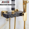 High Pressure Bathroom Exposed Shower Set with Gold Showerheads